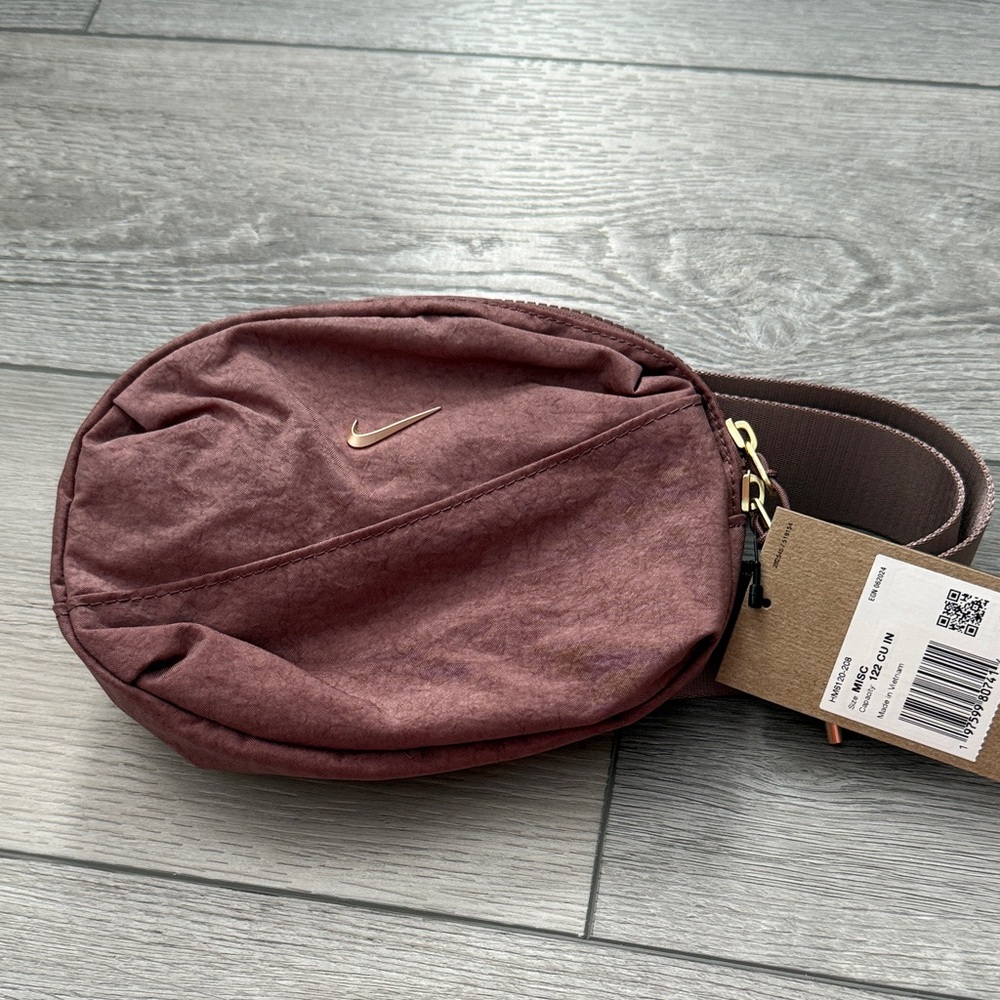Nike Maroon/Pink Small Crossbody Bag with Gold Swoosh